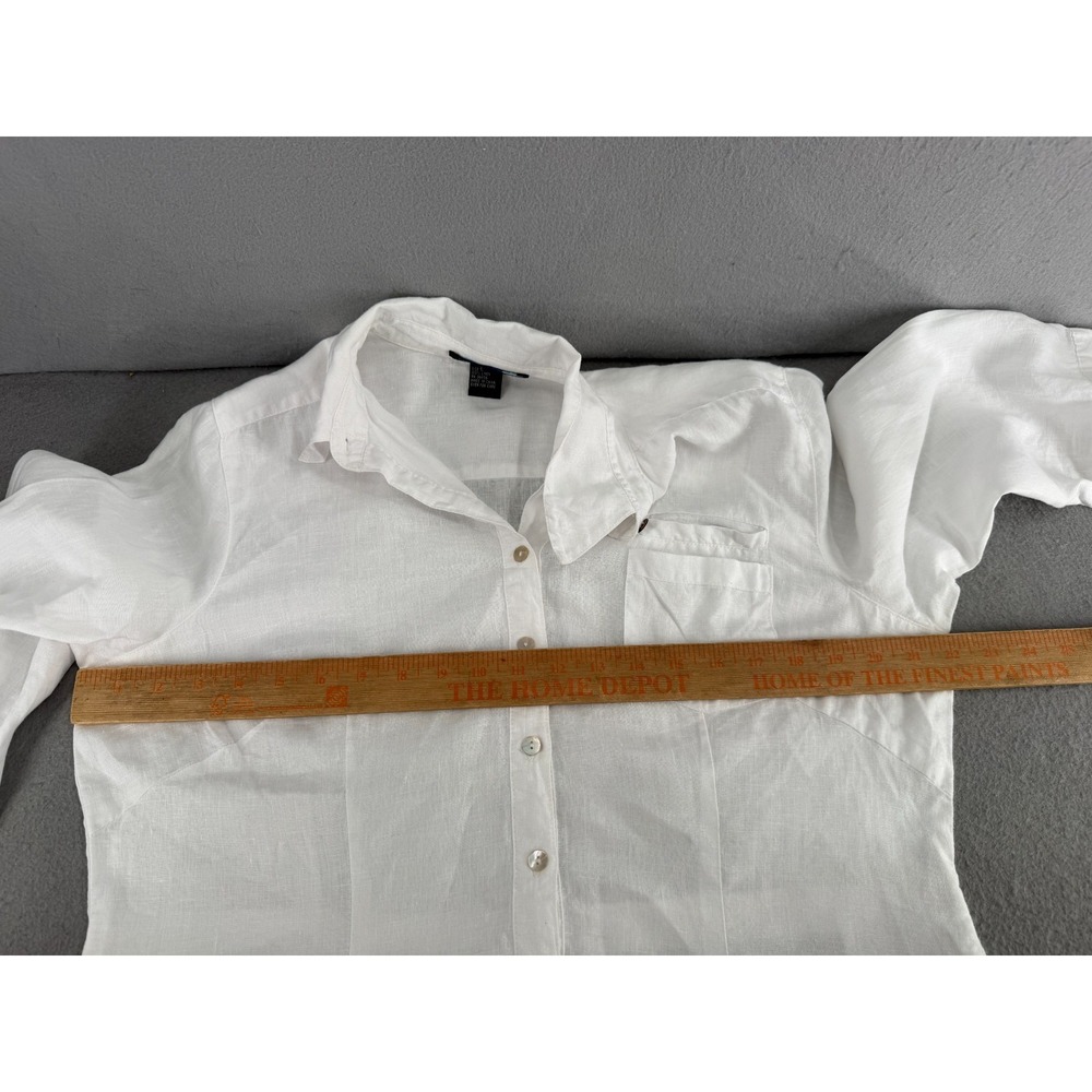 St. Tropez West Shirt Womens L 100% Linen Lagenlook Coastal Minimalist Blouse - Picture 9 of 13